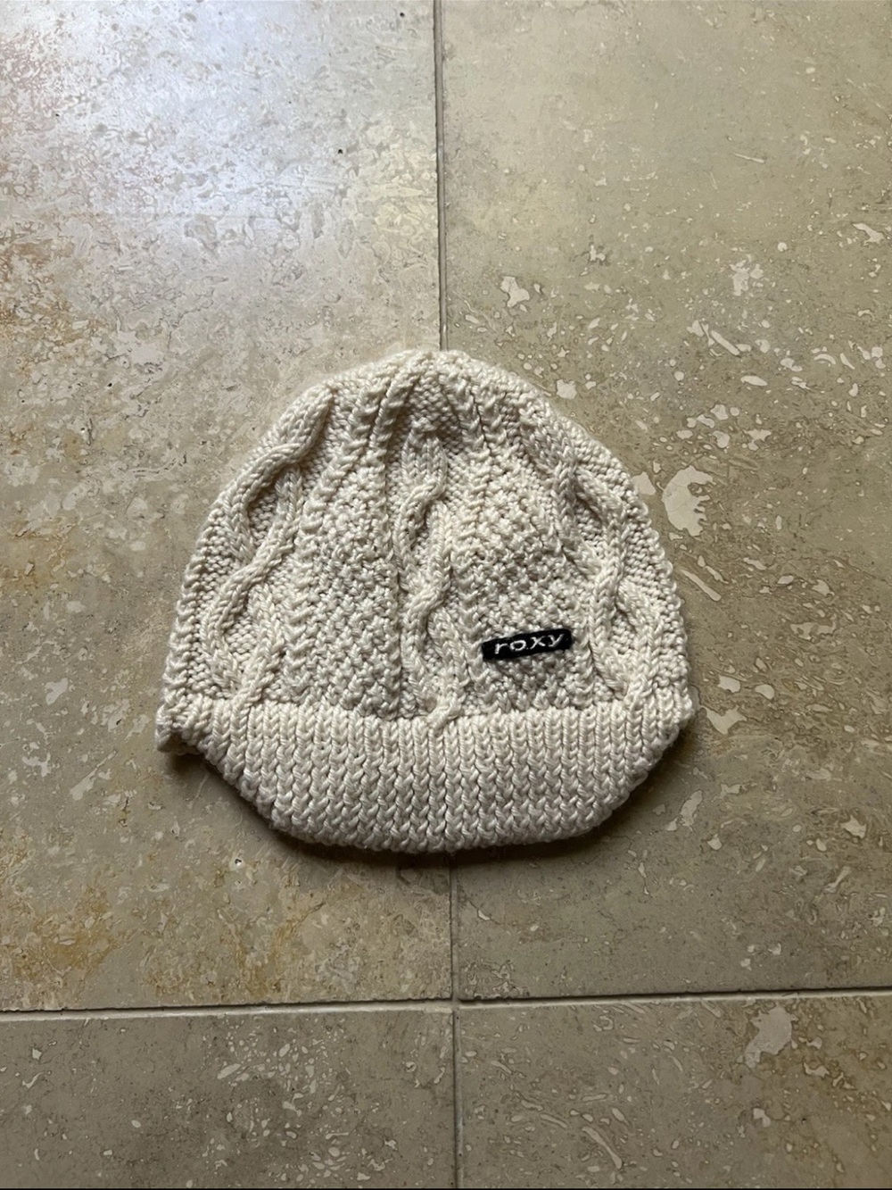 VTG Roxy Beige Cable Knit Women's Beanie OS